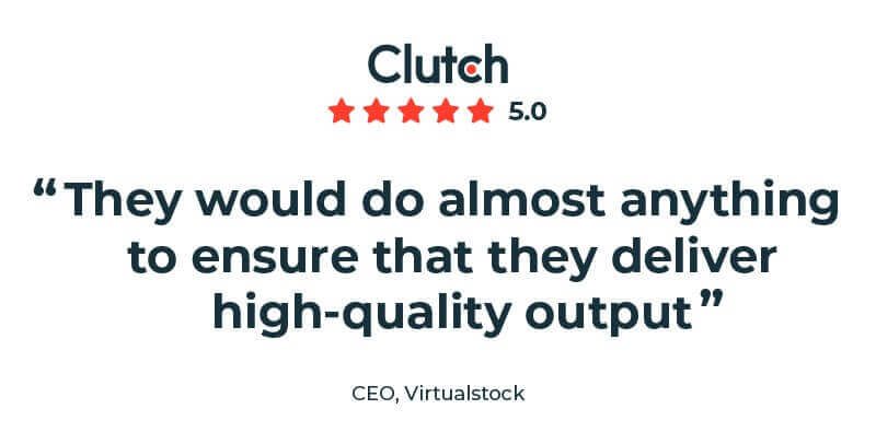 Clutch 5-star review from Virtualstock CEO